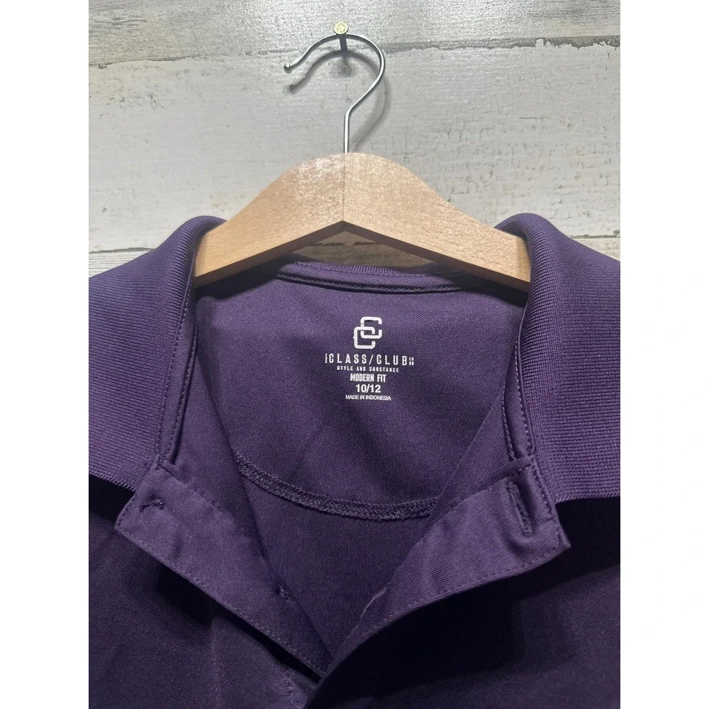 Class‎ Club Performance Polo Kids Size 10/12 Purple Modern Fit Short Sleeve EUC